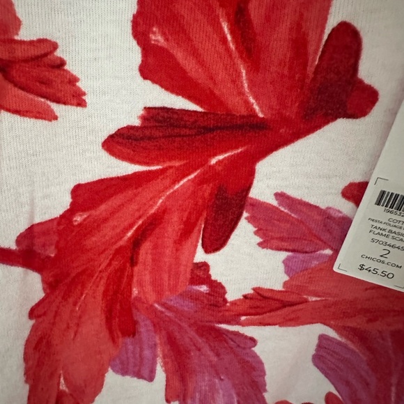 NWT Chico's Red & White Women's Sleeveless Tank Top, Sz 2 (Med, 12-14) - Picture 6 of 7